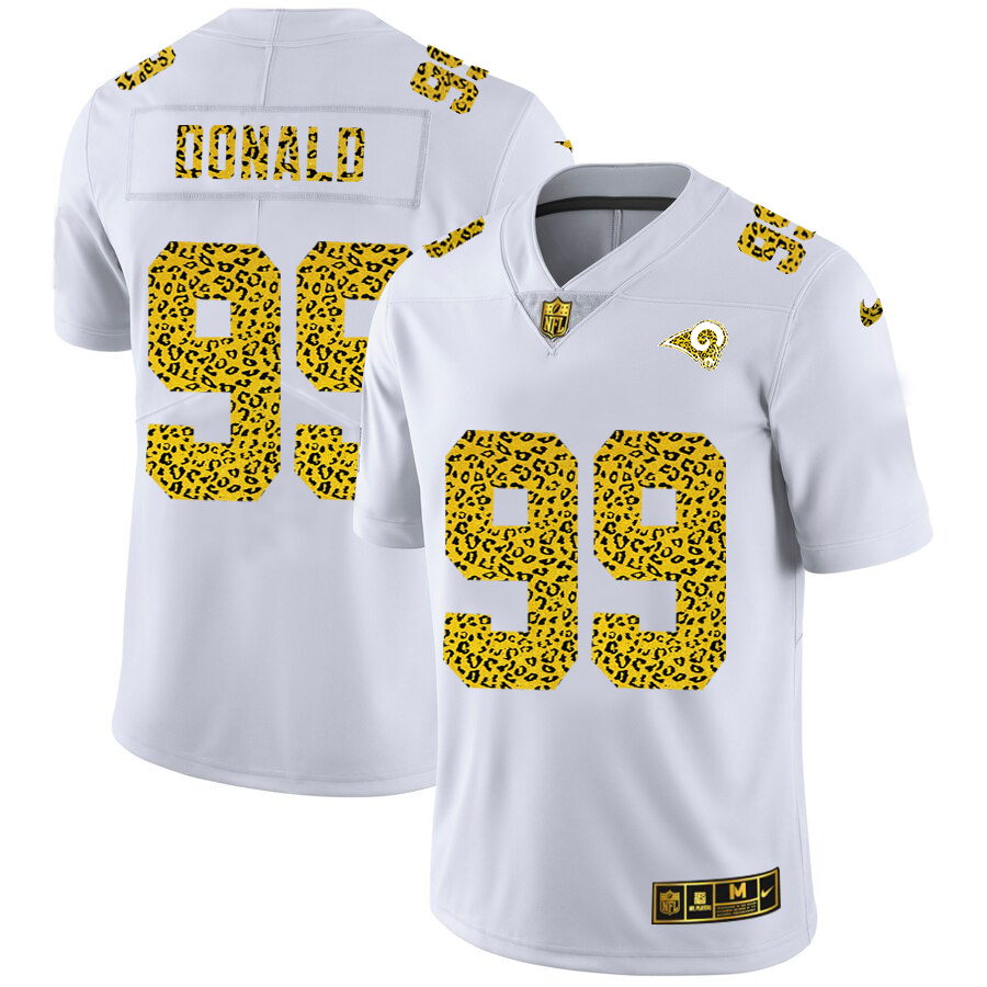 Los Angeles Rams #99 Aaron Donald Men Nike Flocked Leopard Print Vapor Limited NFL Jersey White